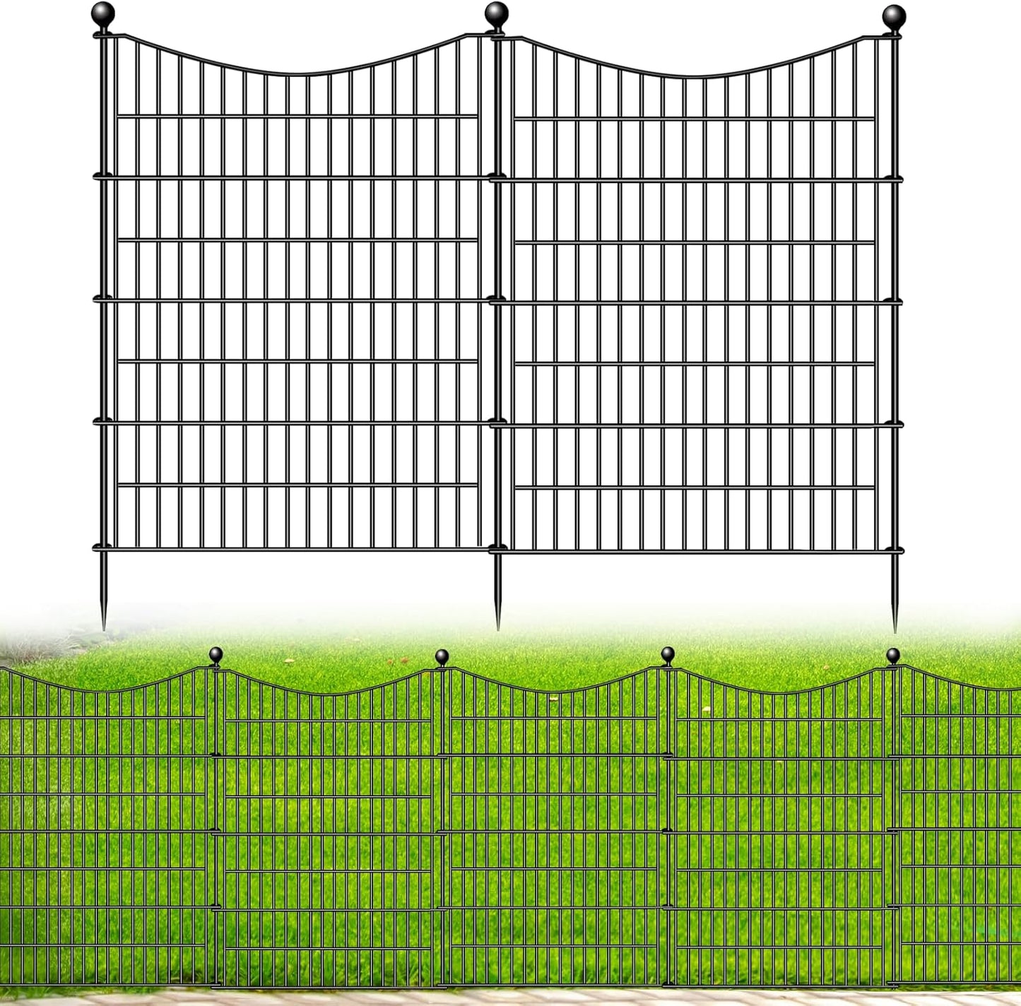 5 Panels No Dig Dog Fence Outdoor for Yard, 40 in(H) X 12 ft(L) Decorative Tall Garden Fence Animal Barrier, Rustproof Metal Wire Garden Edging and Borders, Temporary Fencing Stakes