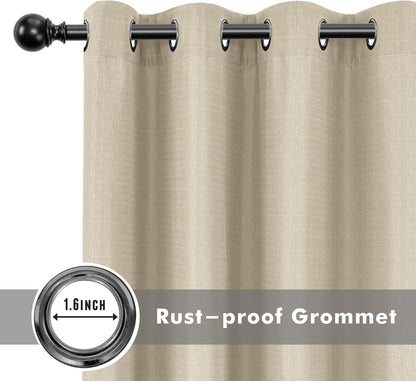 HolidayIdeas 6 Panels Linen Outdoor Curtains for Patio Waterproof-Cream Outside Gazebo Curtains 54"x95"-Indoor/Outdoor Weighted Weatherproof Curtains, Privacy for Pergola, Porch, Cabana, Sunroom