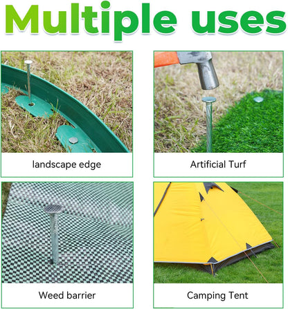 6.3-Inch Galvanized Heavy-Duty Landscape Stakes, (150-PACK) Spiral Metal Turf Spikes for Artificial Grass, Paver Edging, Weed Barrier, Securing Fences and More