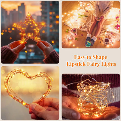 Lakumu Mini Fairy Lights Battery Operated, Twinkle Lights with Timer, Rechargeable LED String Lights for Bedroom, Christmas Decorations, Wedding, Vine, Centerpiece Table Decor (5M/16FT Orange)