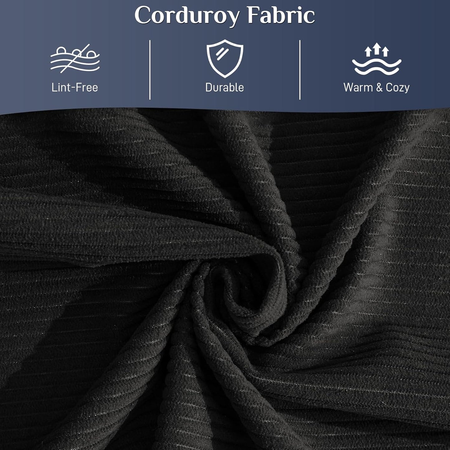 Convertible Sleeper Sofa Bed with Pillow, 4-in-1 Corduroy Folding Mattress Couch with Fixed-Shape Frame, Futon Fold Out Floor Sofa Cama Lounge Couch for Living Room Bedroom Studio, Black