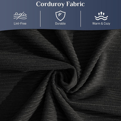 Convertible Sleeper Sofa Bed with Pillow, 4-in-1 Corduroy Folding Mattress Couch with Fixed-Shape Frame, Futon Fold Out Floor Sofa Cama Lounge Couch for Living Room Bedroom Studio, Black