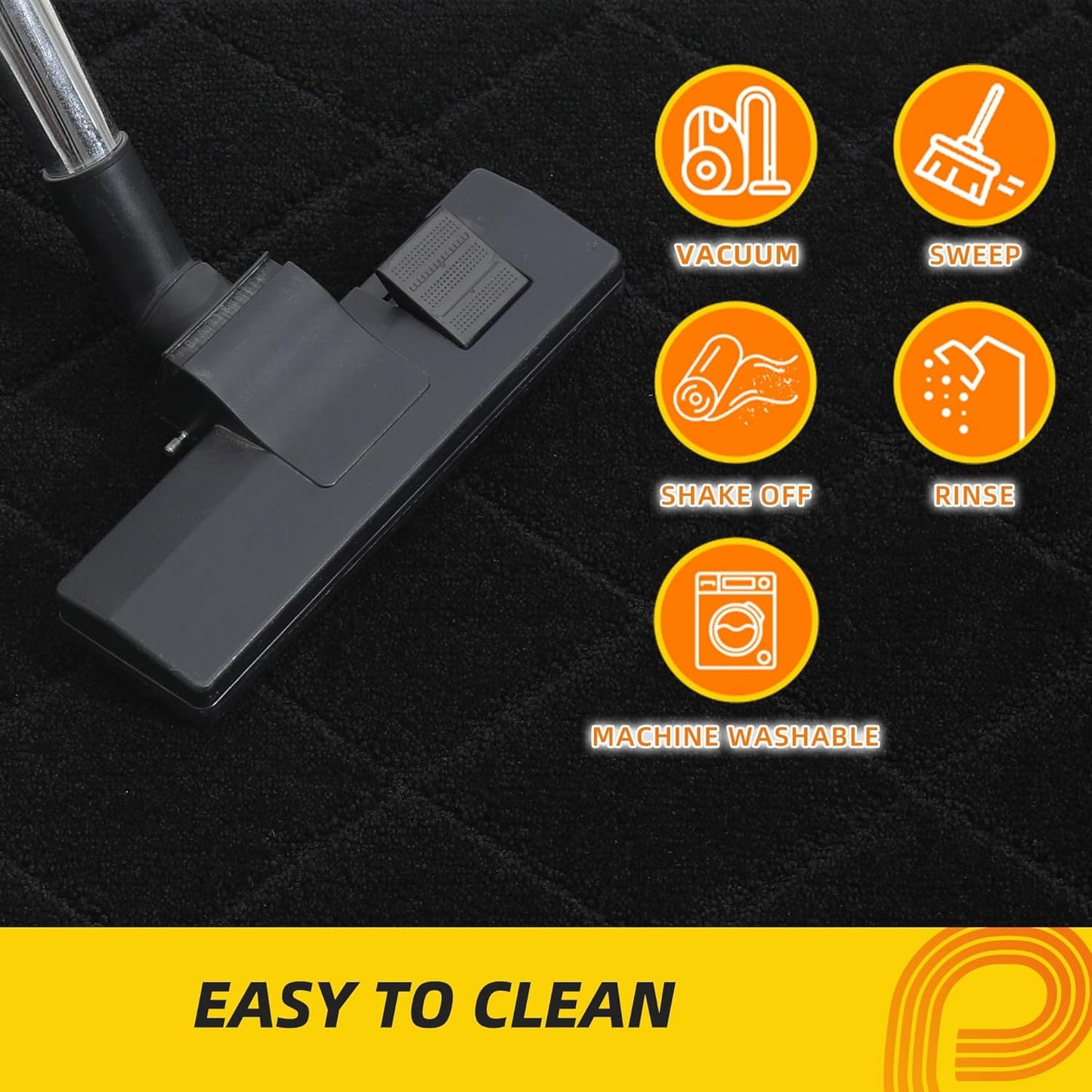 JSEI Dirt Trapper Door Mat 36"x60", Non-Slip Washable Entryway Mats, Dog Door Mat, Stain Resistant and Absorbent Floor Mats, Low Profile Welcome Mat for Front Back Door, Black