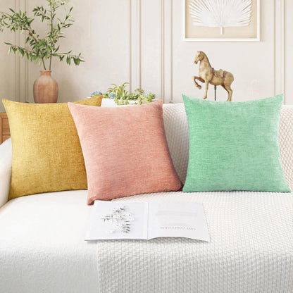 CaliTime Throw Pillow Covers Decorative 18 X 18 Inches Pack of 4 Cozy Chenille Cushion Cases for Couch Sofa Bed Living Room Home Grey Green