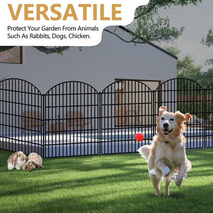 10 Panels Decorative Garden Fence, 40in (H) X 21.92ft (L) No Dig Dog Fences Outdoor for Yard, Rustproof Tall Metal Fencing Panels, Animal Barrier Suitable for Yards Border, Patio, and Outdoor Use