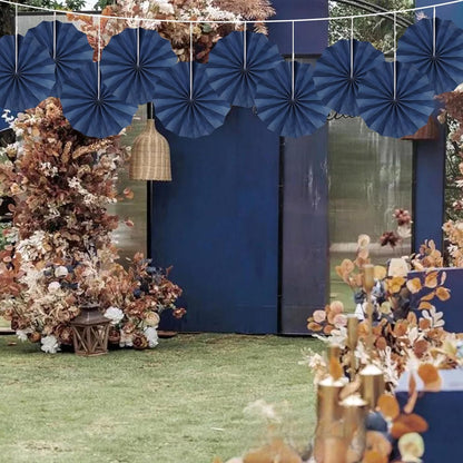 Blue Party Decorations,Blueberry Party Decorations Decorations Party Paper Fans Bulk 8in,Graduation Decoration Classroom Decor, Western Themed Party Decorations 30 Color DIY Set （Deep Blue）