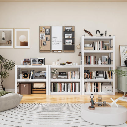 Book Shelf, 5 Tier Bookshelf, Industrial Bookcase Modern Bookshelves for Book/CD/Movie, Metal Shelving Unit for Living Room Home Office Kitchen, White