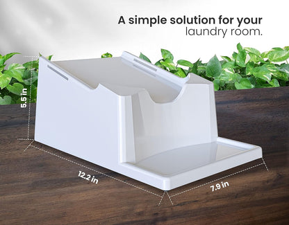 TidyFriend 3 Pack Liquid Laundry Detergent Holder Stand with Drip Tray & Rubber-Grip Feet, Stand for Laundry Room Organization and Storage, Fabric Softener Dispenser with Cup Holder (White)