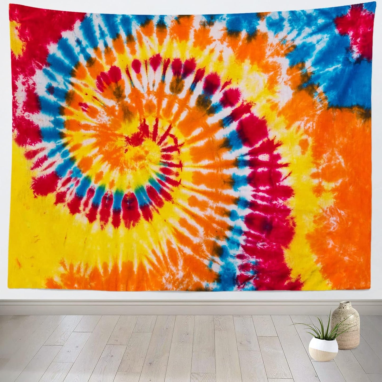 BELECO Tie Dye Tapestry Wall Hanging 70x47 Inch Colorful Spiral Tie Dye Party Decorations Watercolor Rainbow Tapestry 60s 70s Hippie Supplies Tie Dye Tapestries for Bedroom Living Room Dorm Decor