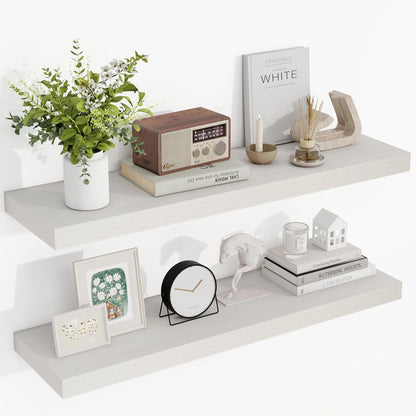 36 Inch Floating Shelves, 36"x9.25"x1.5" Inch Deep Floating Shelves for Wall, Wooden Shelves for Bathroom, Bedroom, Living Room, Cream White Oak