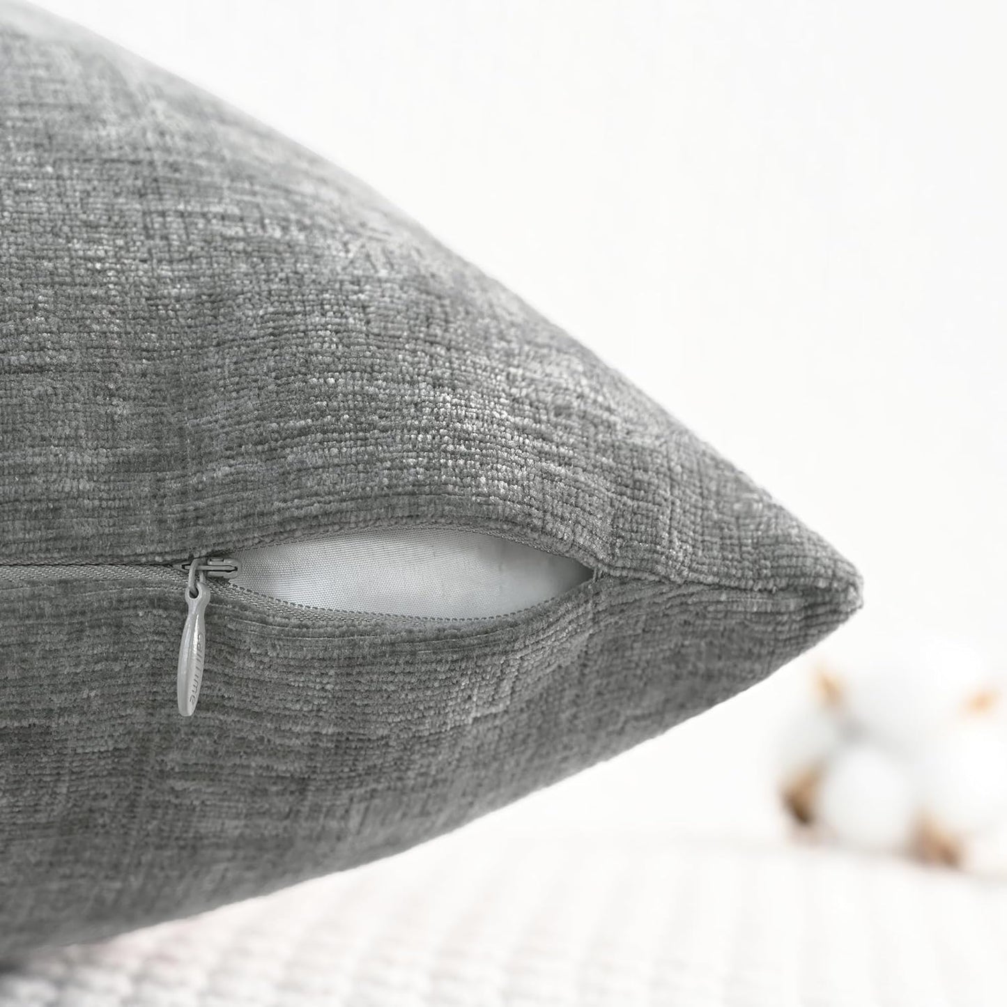 CaliTime Throw Pillow Covers Decorative 24 X 24 Inches Pack of 2 Cozy Chenille Cushion Cases for Couch Sofa Bed Living Room Home Medium Grey