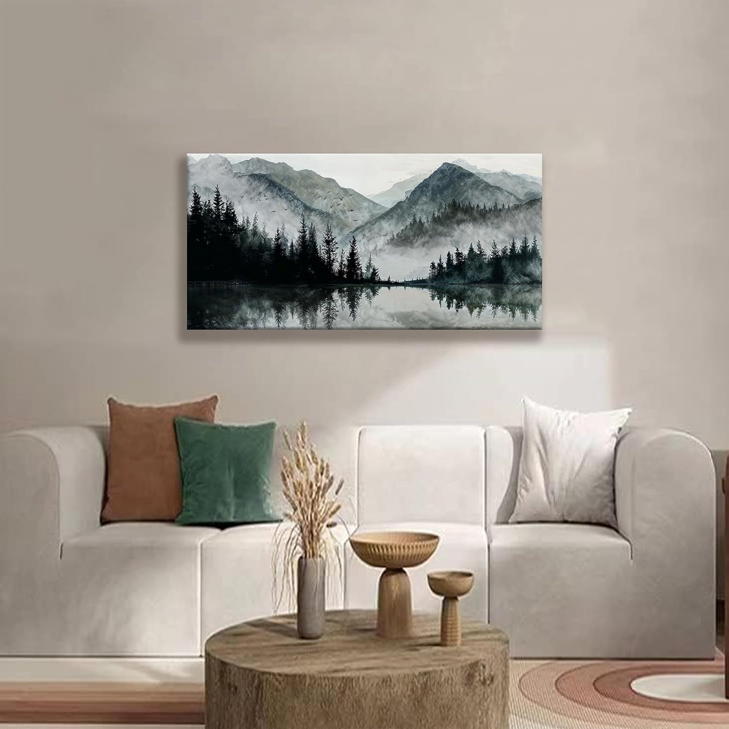 TAIJXAGSG Canvas Wall Art Decor Prints Natural Modern Wall Art Landscape Wall Decorations Mountain Lake View Artwork Pictures For Bedroom Kitchen Office Apartment Decorations 20"×40"