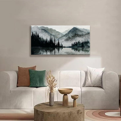TAIJXAGSG Canvas Wall Art Decor Prints Natural Modern Wall Art Landscape Wall Decorations Mountain Lake View Artwork Pictures For Bedroom Kitchen Office Apartment Decorations 20"×40"