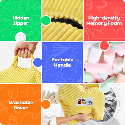 Hobestluk 2.5FT Bean Bag Chair Beanbags Small Bean Bag Chair with Filler Included Teardrop Bean Bag with Removable Cover for Bedroom Living Room (Small, Yellow)