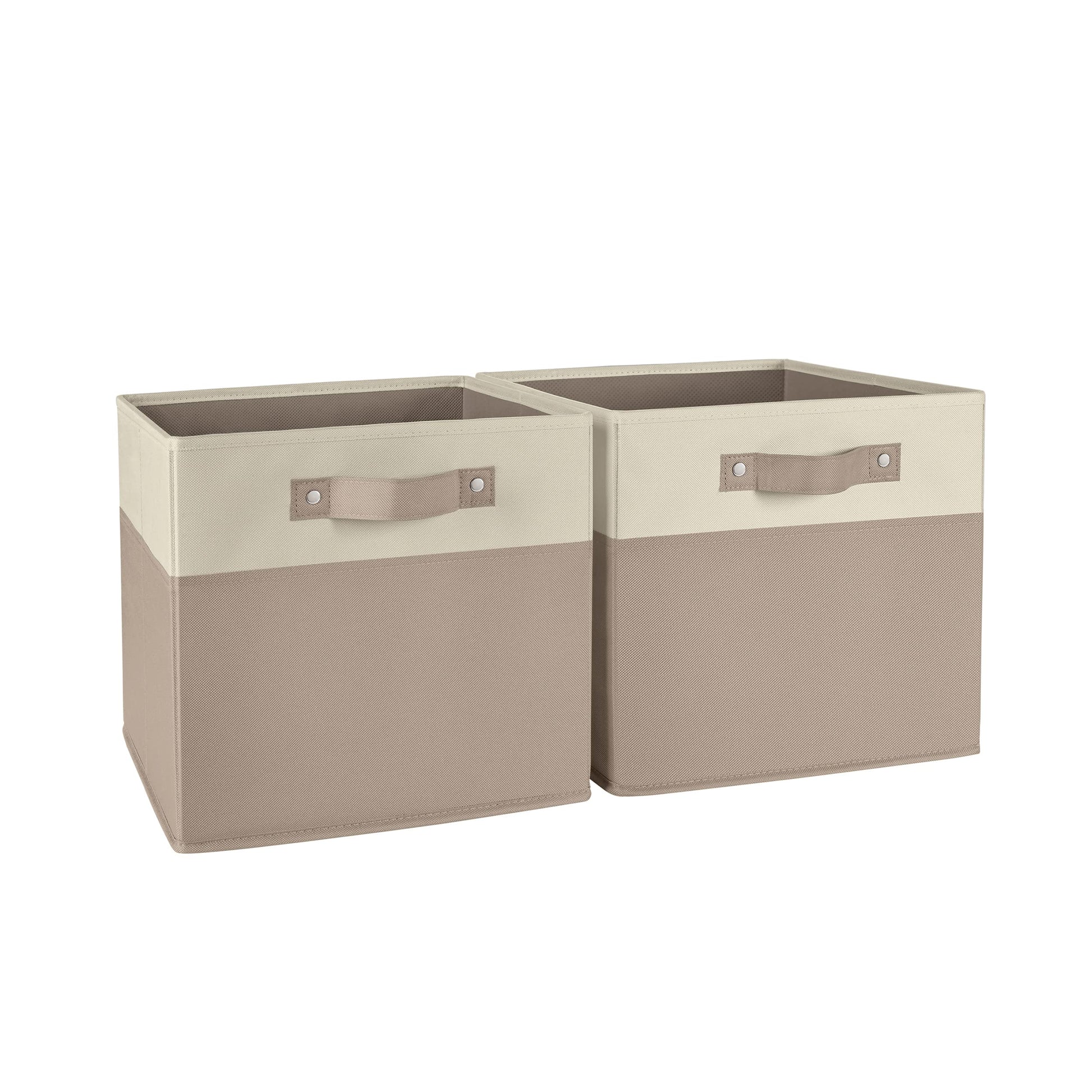 RiverRidge Two-Tone Folding Storage Bins - 2-pack of 10in Tall Taupe Cubes