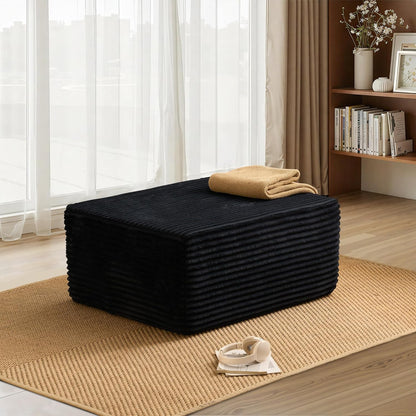 HOOOWOOO Cloud Sectional Couch for Living Room,Modular Sectional Sofa No Assembly,Matching Plush Corduroy Ottoman(Black)