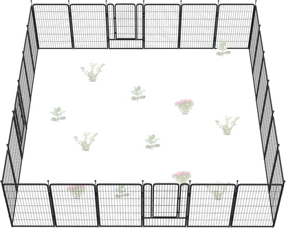 FXW Garden Fence Outdoor for The Yard – 45in(H) x 53.5ft(L) Heavy Duty Metal Animal Barrier for Dog and Rabbit, Decorative Dog Fence, 24 Panels, Black