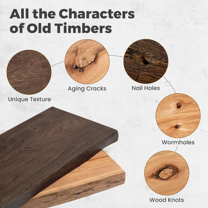 RICHFOCUS Live Edge Elm Floating Shelves - 24" W x 9.3" D Rustic Solid Wood Wall Shelves with Invisible Bracket, Wall-Mounted for Living Room, Bedroom, Kitchen Storage & Display, Set of 2, Natural