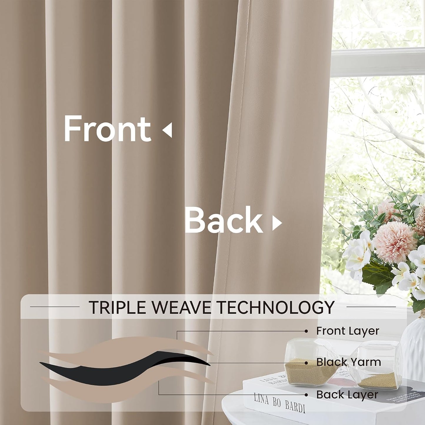 KangBang Taupe Blackout Curtains 105 Inches Long, Extra Wide Pinch Pleated Room Darkening Privacy Drapes for Hall Large Windows, Aesthetic Soft & Vertical Home Decor(60”Wx105”L,9 FT, Set of 2)