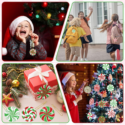 Tondiamo 20 Pcs Christmas Diamond Painting Keychain Kits 5D DIY Diamond Art Pendants Double Sided Hanging Key Chains for Christmas Party Decoration DIY(Cute Candy Cane Style)