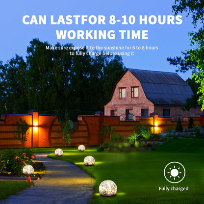 Solar Garden Lights, Cracked Glass Solar Globe Lights, Waterproof Warm White LED Ball for Yard Pathway Patio Lawn Halloween Christmas Outside Decor (Warm Colors, 2 Pack 5.91")