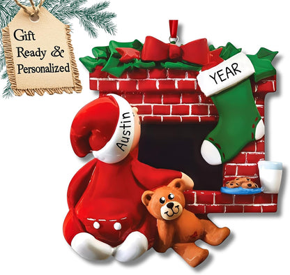 3D Fireplace Toddler Ornaments for Christmas Tree 2025 - Xmas Eve Ornament for Kids Ornament for Girl Personalized Christmas Ornaments for Kids Gifts for Boys Fireplace Toddler Boy Decorations