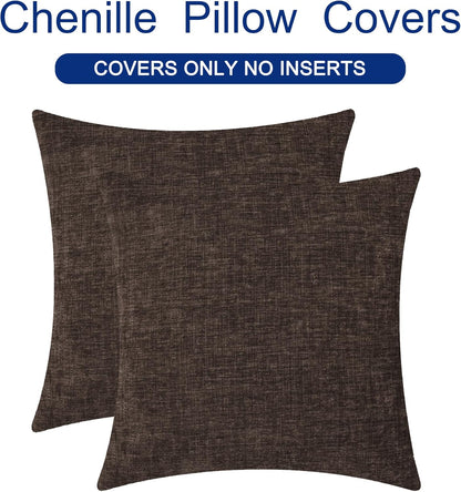 CaliTime Throw Pillow Covers Decorative 22 X 22 Inches Pack of 2 Cozy Chenille Cushion Cases for Couch Sofa Bed Living Room Home Coffee