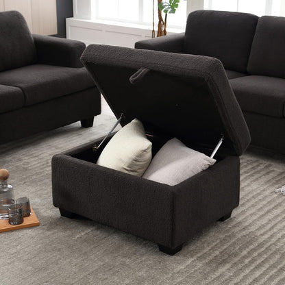 Ottoman Sofa, Modern Comfortable Ottoman with Storage Space for Living Room Apartment Lounge Sofa, Black Bouclé