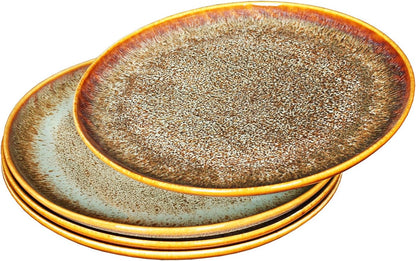 Ceramic Dinner Plates Dish Set,Set of 4,for Lunch snacks -Microwave Oven & Dishwasher Safe,Scratch Resistant,Dinnerware Kitchen Porcelain Serving Dishes 10 Inch Round
