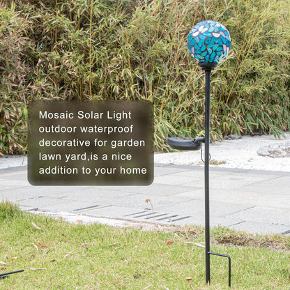 VCUTEKA Solar Lights Outdoor Decorative - Mosaic Solar Garden Light Waterpoof LED Pathway Stake Light for Landscape Lawn Patio Yard Decoration, Blue 1 Pack