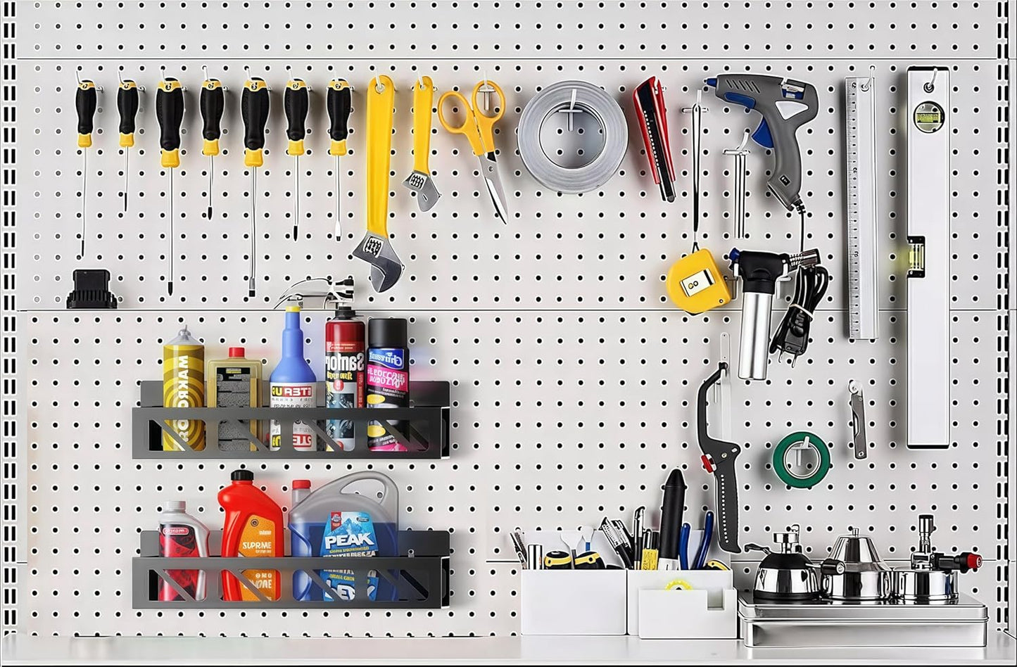 Magnetic Spice Rack Organizer for Fridge Seasoning Organizer for Kitchen storage with Screw or Adhesive Hanging,Magnetic Shelf with Hook for Refrigerator and Oven (3pack)