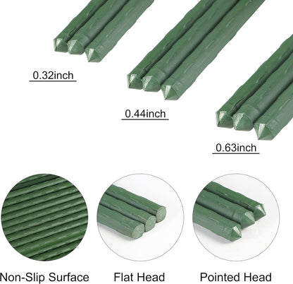 Garmeinea Garden Stakes 36 Inches Plastic Coated Steel Plant Stakes for Growing Climbing Plants, Pack of 25