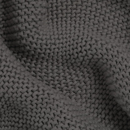 MakeMake Organics Organic Throw Blanket GOTS Certified Organic Cotton Blanket Knit Couch Bed Fall Colors Soft Neutral Cotton Throw Blanket Large (50x60, Charcoal Grey)