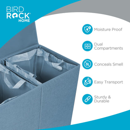 BIRDROCK HOME Laundry Hamper with Lid | Removable Bags for Sorting Clothes | Sectioned Laundry