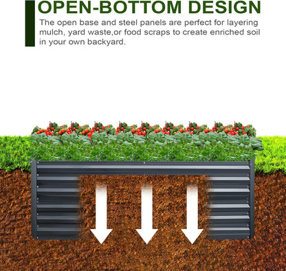 EDOSTORY Metal Raised Bed Garden Bed Kit, 8x4x2ft Tall Galvanized Planter Raised Garden Boxes Outdoor, Large Metal Raised Garden Beds for Flowers, Vegetables, Herbs