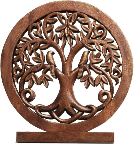 Decozen Solid Wood Tree of Life Sculpture - Home Decor, Living Room, Boho, Shelf, Coffee Table, Centerpiece Table Decorations, Mantle, Dining Table Centerpiece, Bathroom Shelf, Entryway, Farmhouse