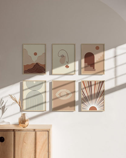 HAUS AND HUES Set of 6 9 X 12 Picture Frame - 9x12 Frame Collage Picture Frames for Wall, 9x12 Picture Frame Sets Wooden Frames, 12x9 Picture Frames in Bulk Wooden Picture Frames (Beige Oak Frame)