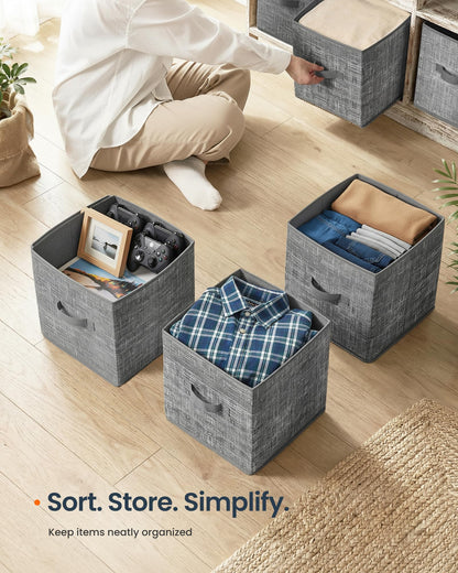 SONGMICS HOME Foldable Storage Cubes Set of 8, Fabric Shelf Organizer Bins with Handles, Closet