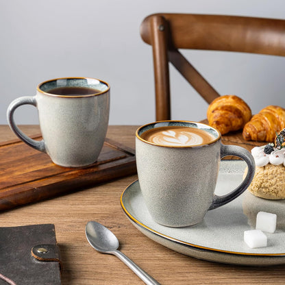 GBHOME Ceramic Coffee Mugs Set of 6, 12oz Stoneware Coffee Mugs Set For Dad Mom Women MEN, Light Weight Coffee Cups for Latte/Tea/Beer/Hot Cocoa, Dishwasher & Microwave Safe