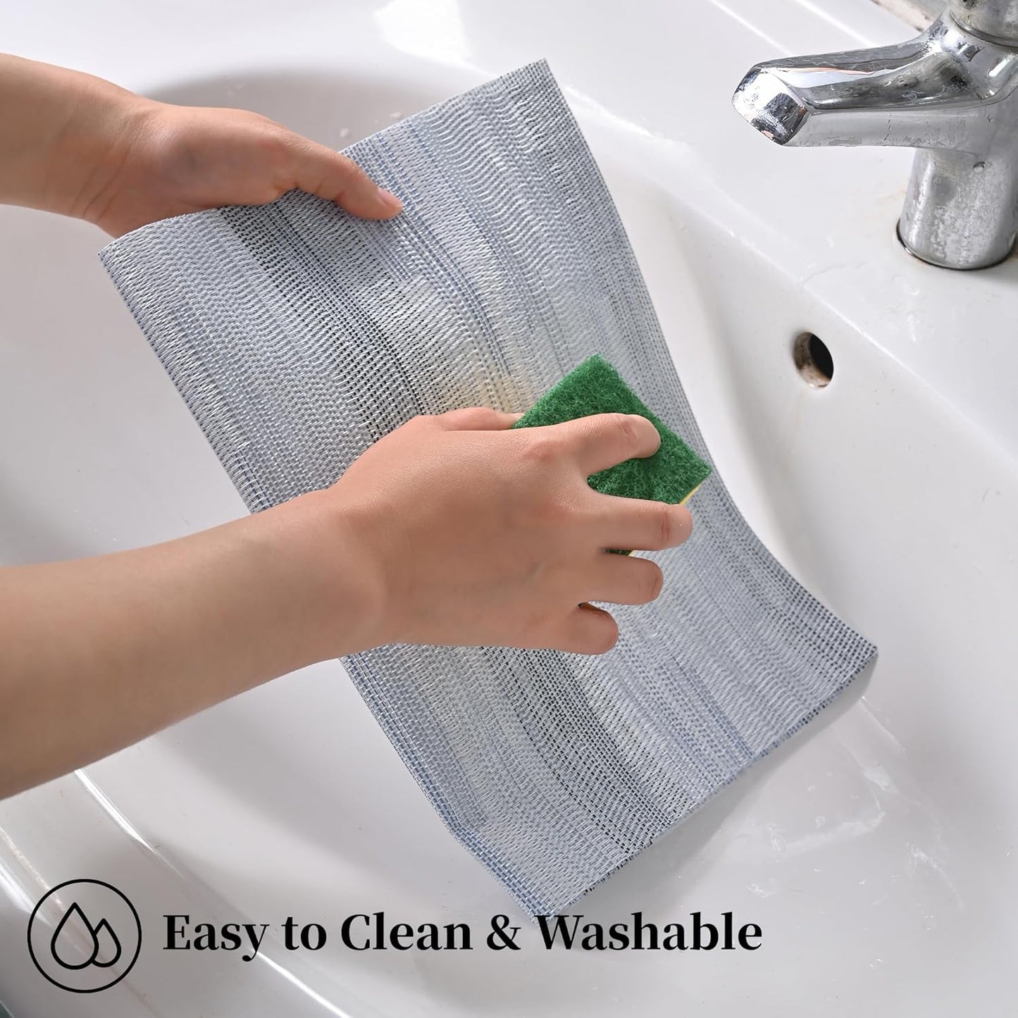 Leetaltree LightSteel Blue Placemats Set of 8 - Heat Resistant Non-Slip Place mats for Dining Table, Washable Durable PVC Vinyl Woven Table Mats（LightSteel Blue, 8）