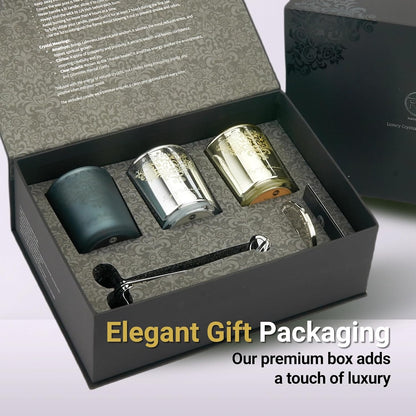 Luxury Scented Candles Gift Set ??3 Crystal Soy & Beeswax Aromatherapy Candle with Snuffer Lid & Wick Trimmer,7oz/each | Floral & Citrus Scents, Candle for Women, candles for home Scented & Relaxation