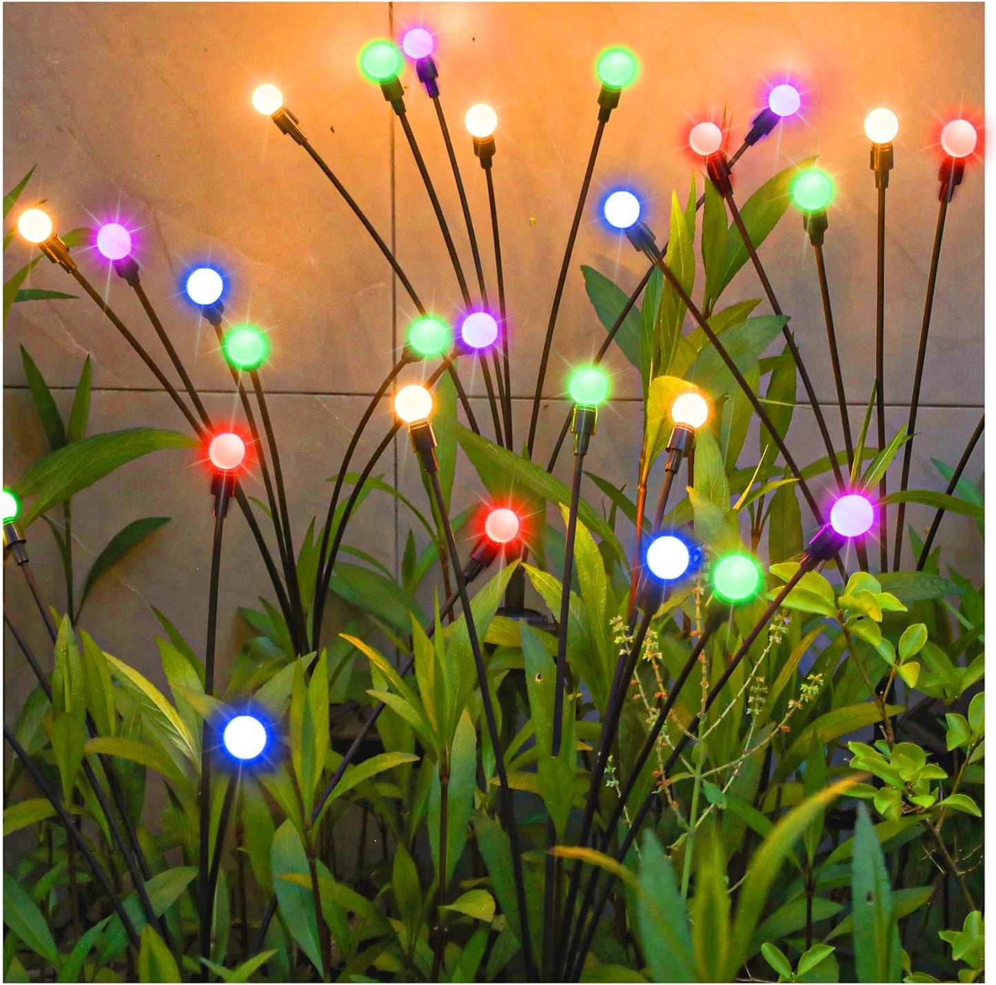 TONULAX Solar Garden Lights, Starburst Swaying Light - Swaying When Wind Blows, Solar Lights Outdoor Decorative, Color Changing RGB Light for Yard Patio Pathway Decoration(2 Pack)