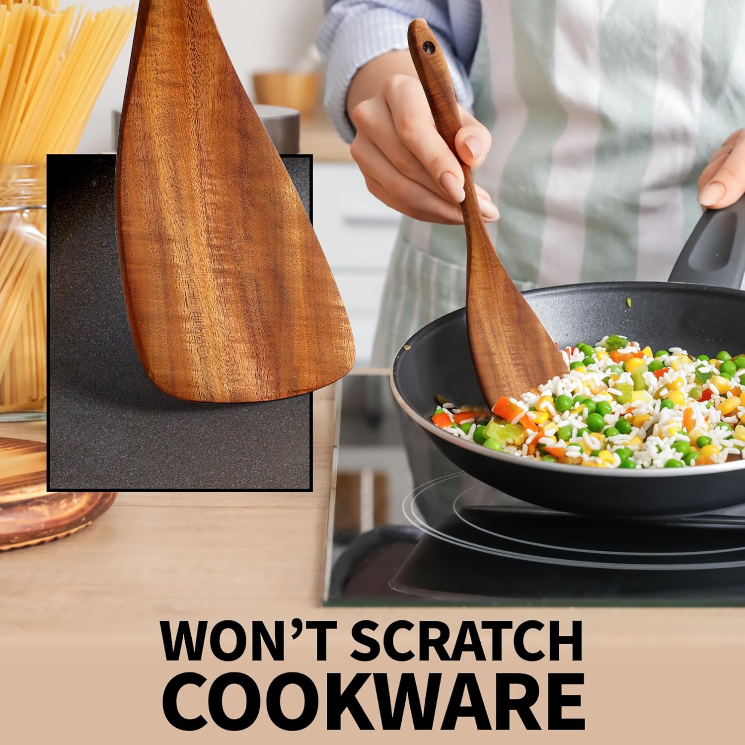 Zulay Kitchen Wooden Spoons - Thumbnail 3