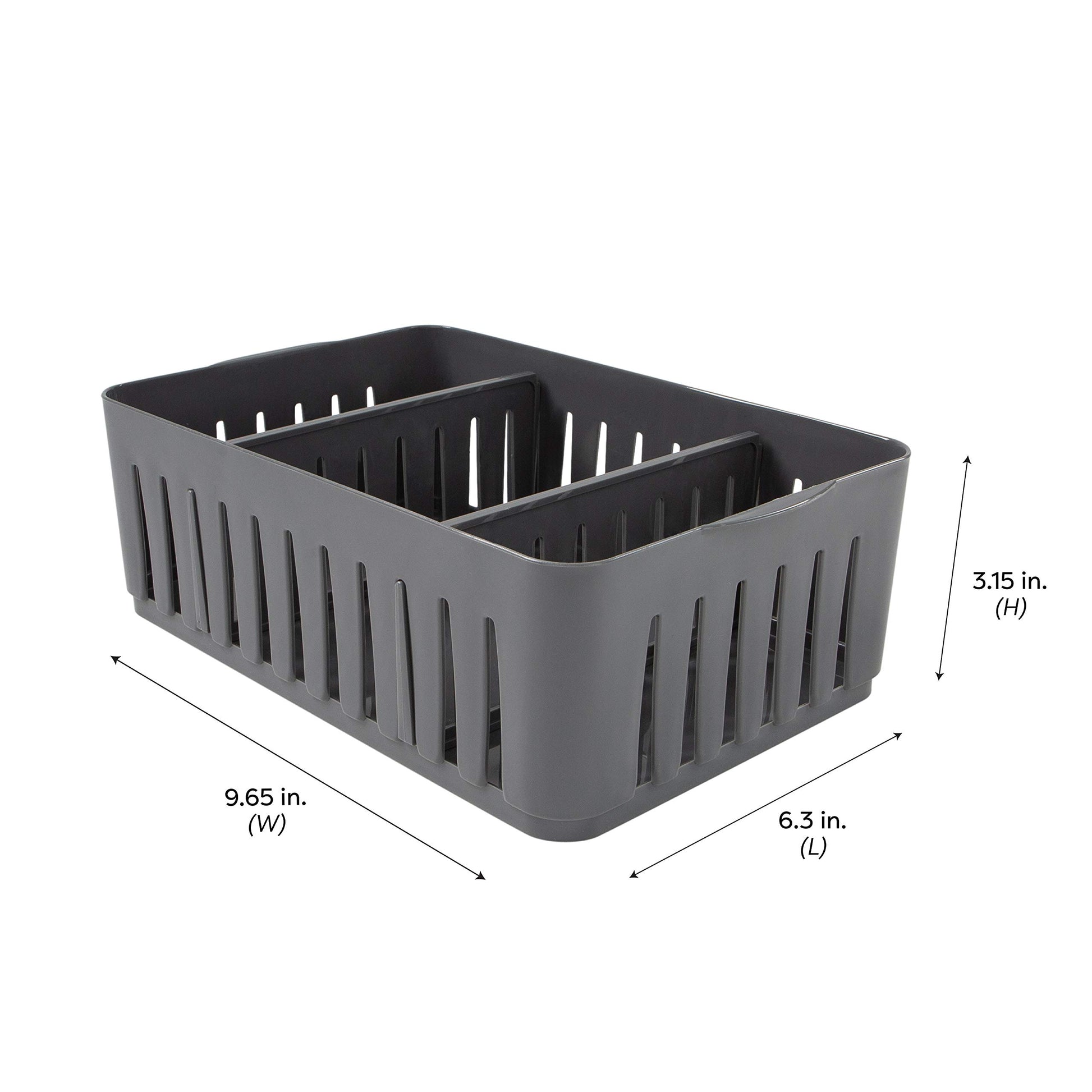 Simplify 3 Compartment Stackable Bin with Adjustable Dividers | Drawer Organizer | Storage Basket |