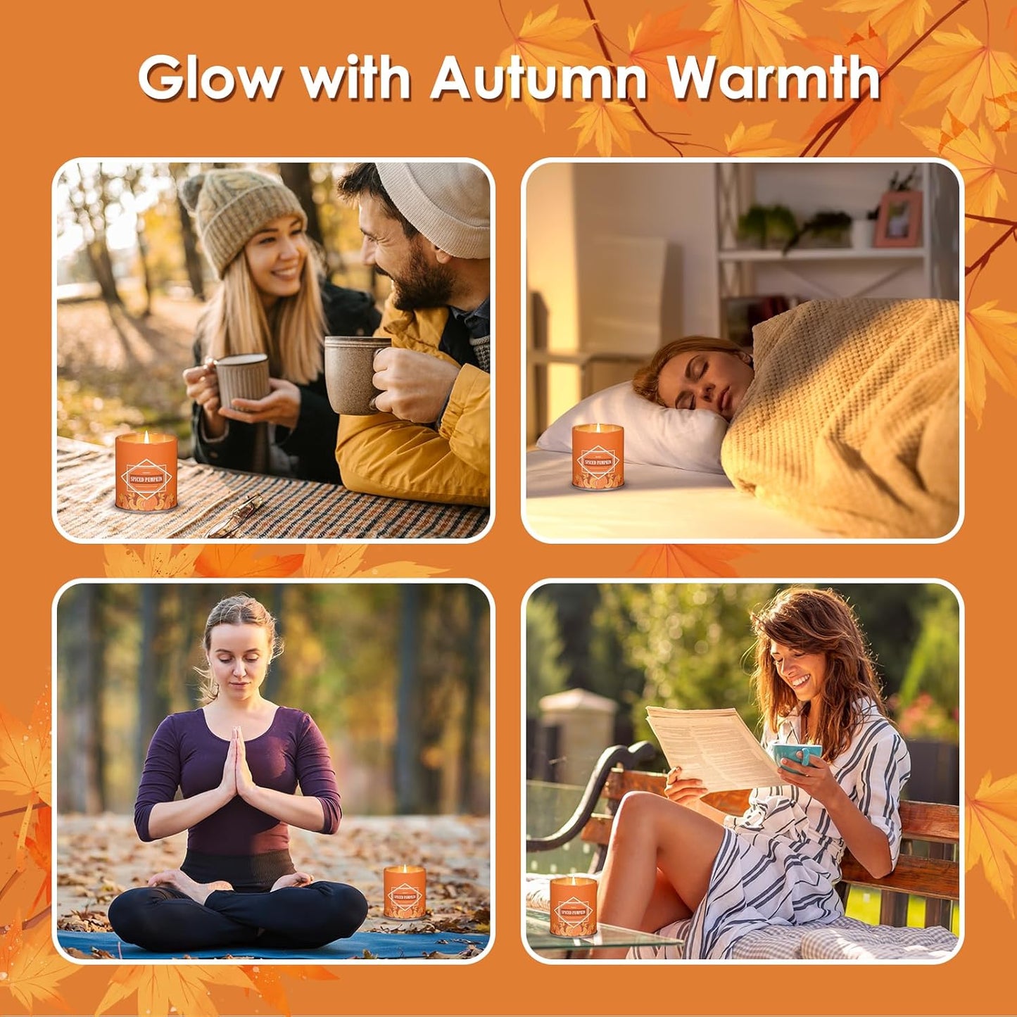Pumpkin Spice Fall Scented Candle – 9 oz Soy Wax in Travel-Friendly Reusable Tin, Non-Toxic & Clean Burning, 50-Hour Burn – Cozy Autumn Fragrance, Holiday Gift & Fall Decor for Women & Men