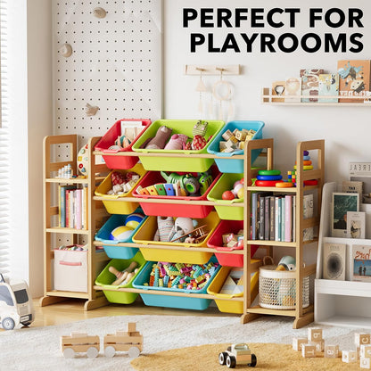 SpaceAid Toy Storage Organizer with 6 Shelves and 12 Bins, Toy Organizers Storage Bookshelf, Kids Bin Shelf Toys Box Bookcase for Bedroom Playroom Organization Room Decor, Multi-Colored