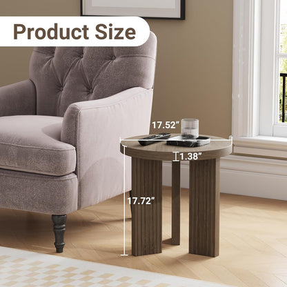 Small Round Side Table, 17.52" Coffee Table with Smooth Thick Mesa, Circle End Table with X Shaped Stable Legs, Accent Tea Table for Living Room, Office, Brown