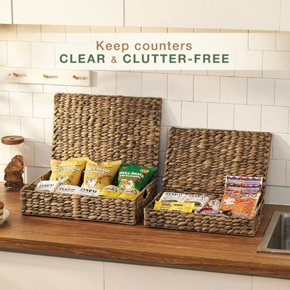 Set of 2 Decorative Storage Boxes With Lids for Home Decor, Shelves