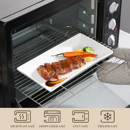 MALACASA 3 Tier Serving Trays for Party, 12 Inch Porcelain White Trays for Serving Food, Dessert Stand with Collapsible Gold Metal Rack