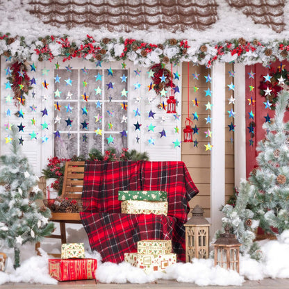 Patelai Glitter Star Garland Banner Decor 130 Feet Star Hanging Bunting Banner Twinkle Backdrop for Homecoming Classroom Wedding Birthday Halloween Christmas Party Supplies(Holographic Iridescent)